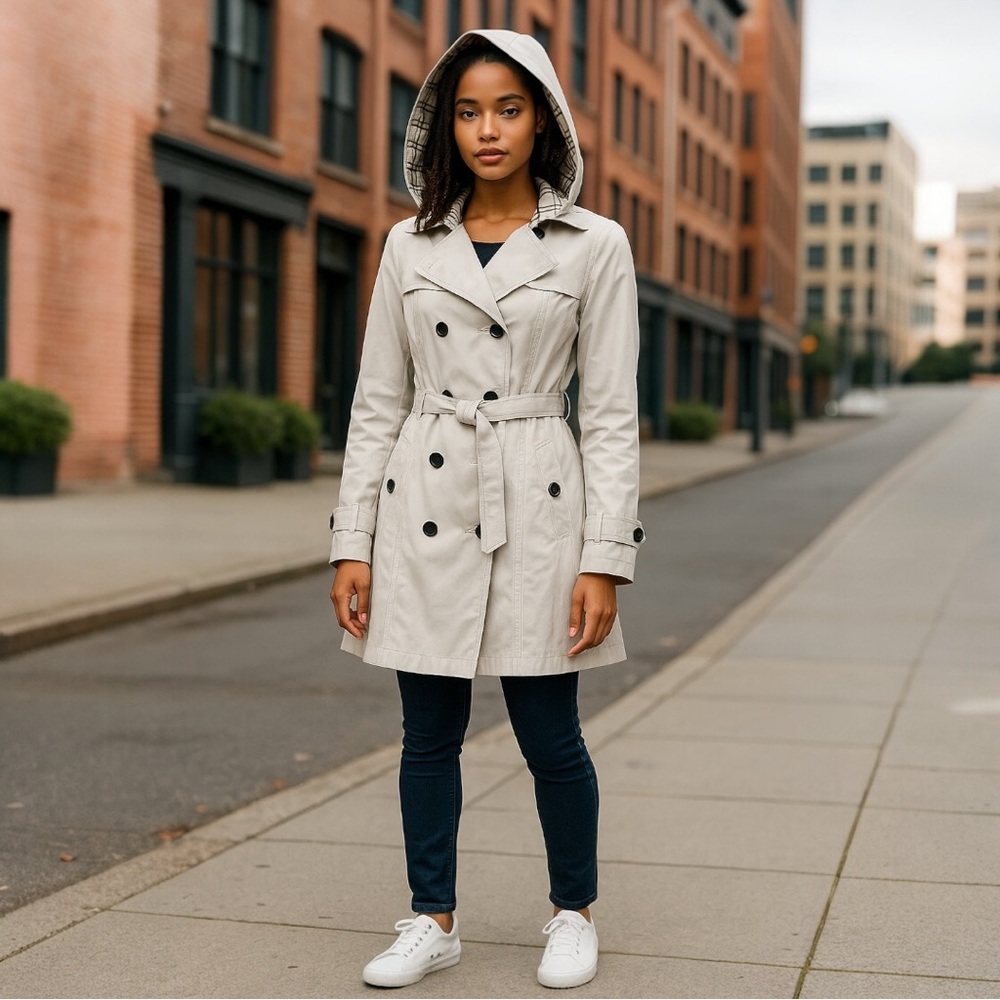 D&G Light Trench Coat with Hood